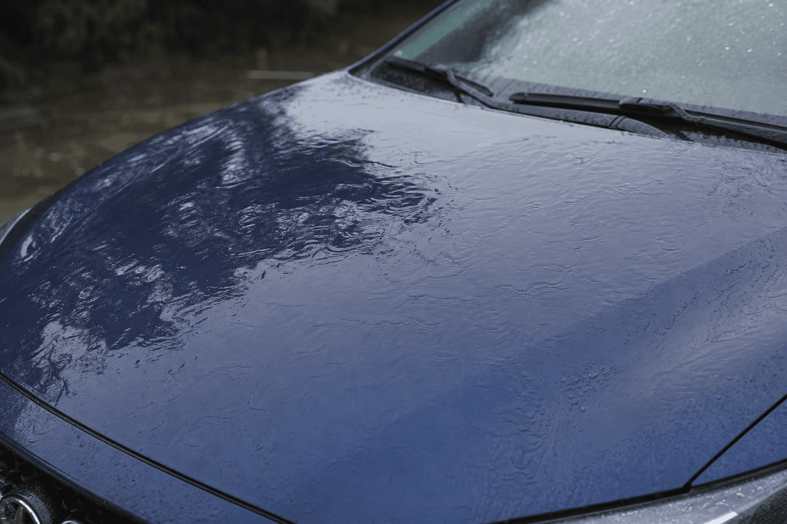 Before ceramic coating — water sheeting on unprotected paint