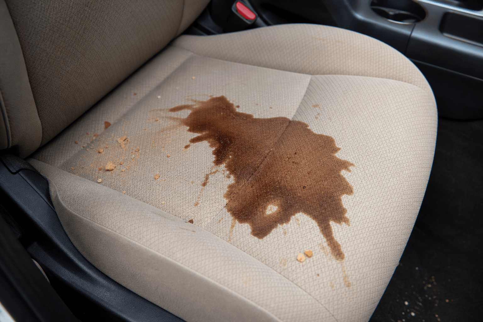 Before stain extraction from cloth car seats