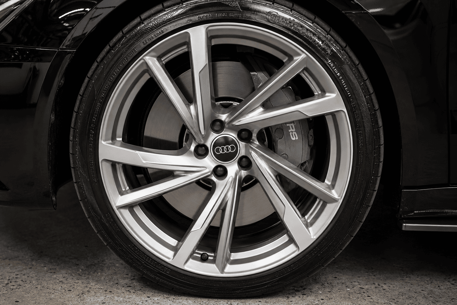After wheel cleaning — polished alloy wheels